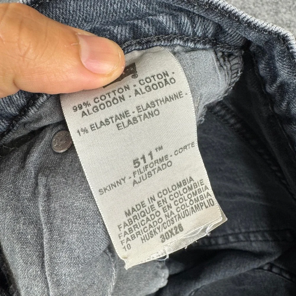 Levi's Jeans Mens Size 30x28 Black 511 Skinny Fit Faded Denim Stretch Casual
